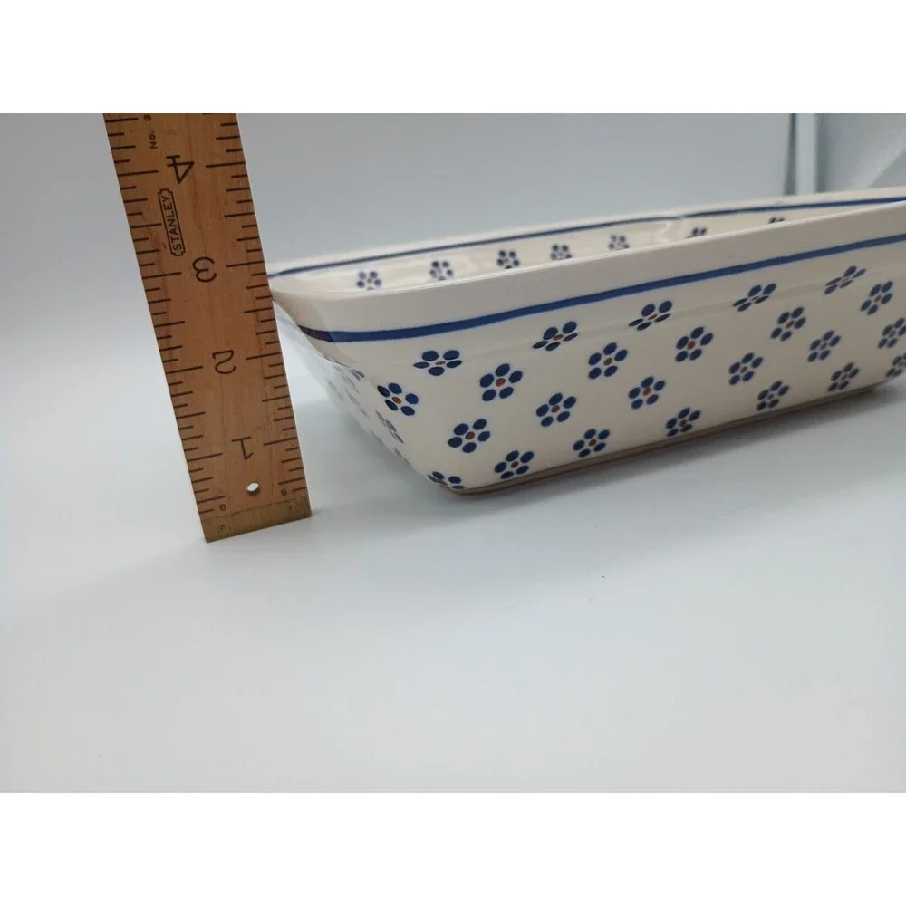Polish Pottery Blue Flowers Casserole Baking Dish 8x10 Ceramika Z.Boleslawca